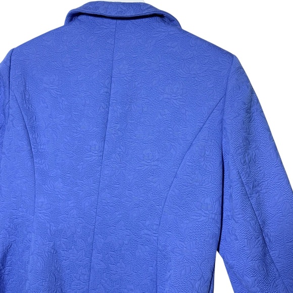 Nina McLemore Cornflower Blue Floral Embroidered Brocade Jacquard Jacket Blazer - Picture 6 of 9